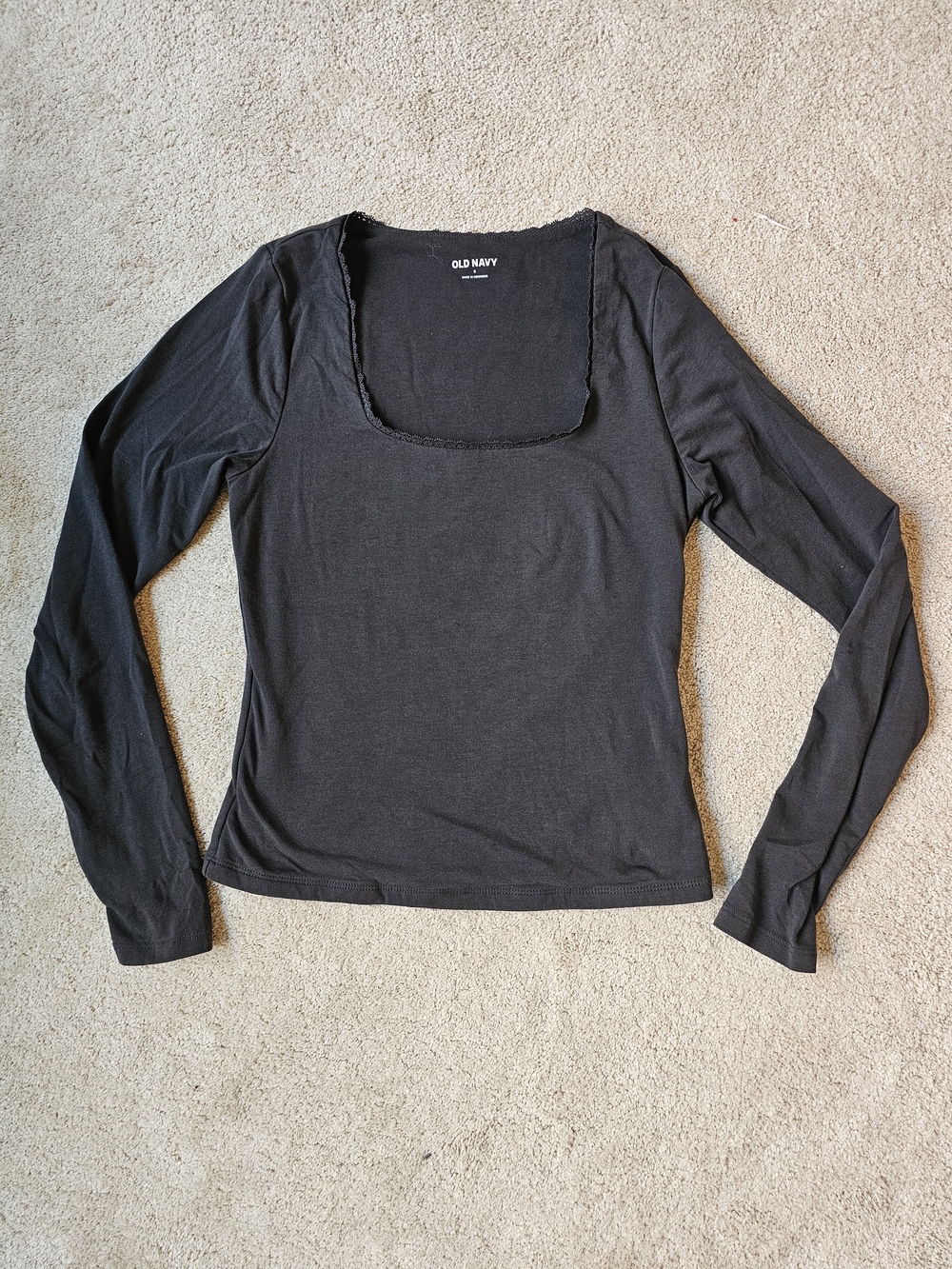 Old Navy Dark Gray Long Sleeve Square Neck Tee S